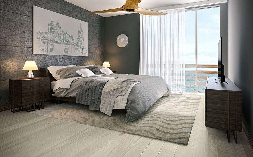 Image showing wood flooring in a bedroom scene.