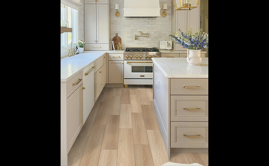 Image showing wood flooring in a modern bohemian style kitchen.